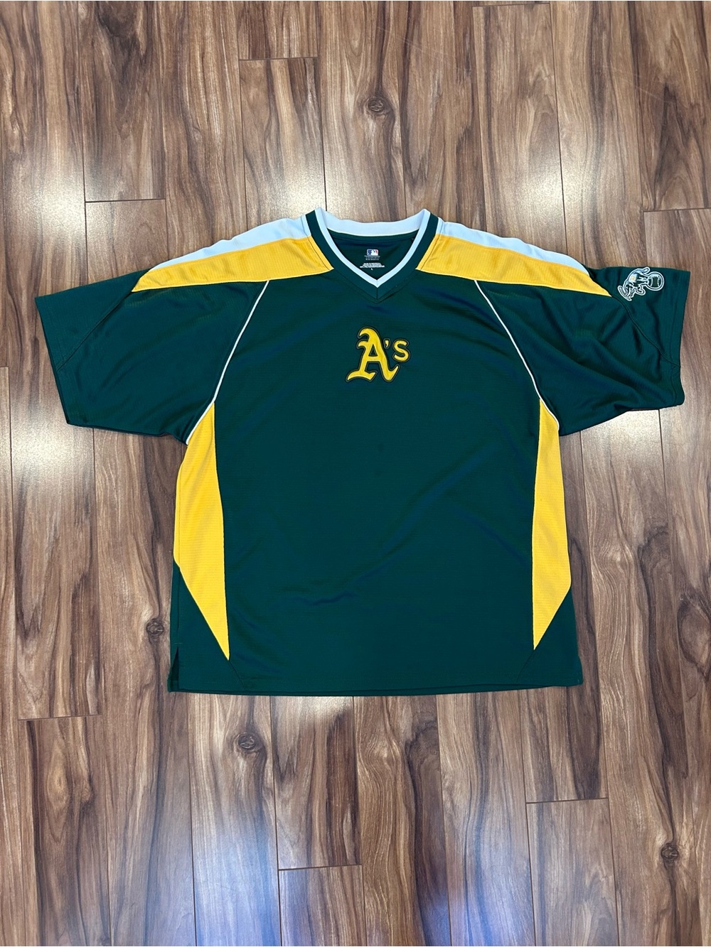 Y2K Oakland A’s Baseball Jersey Green Gold Embroidered Large